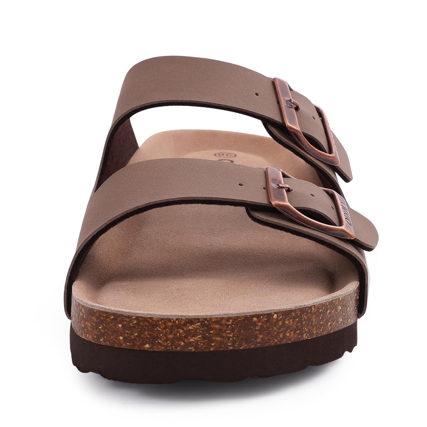 ODOLY Women Cork Footbed Slide Sandal, Arch Support Summer Outdoor Sandals with Adjustable Buckle for Women and Men, Brown 39 (8-8.5 Women/6.5-7 Men)