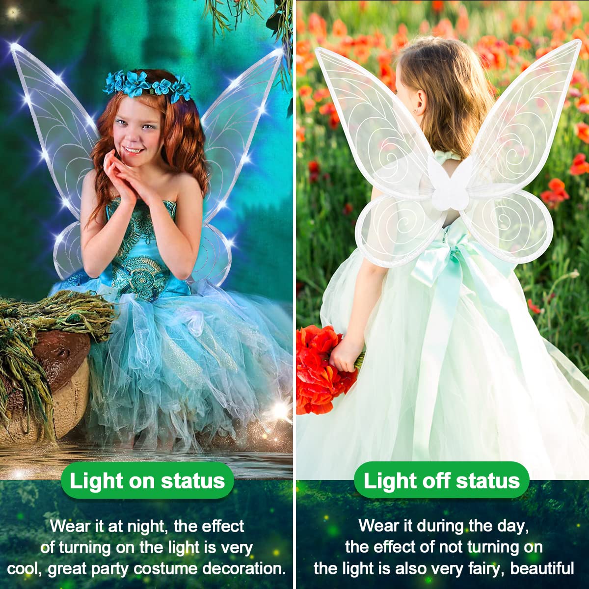Light up Fairy Wings for Adults,LED Butterfly Wings for Girls Women,Halloween Costume, Christmas Gift for Kids 🍁 All In One Marketplace Canada