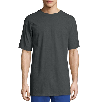 Hanes Size Men's Beefy Short Sleeve Tee Value Pack (2-Pack), Charcoal Heather, X-Large Tall
