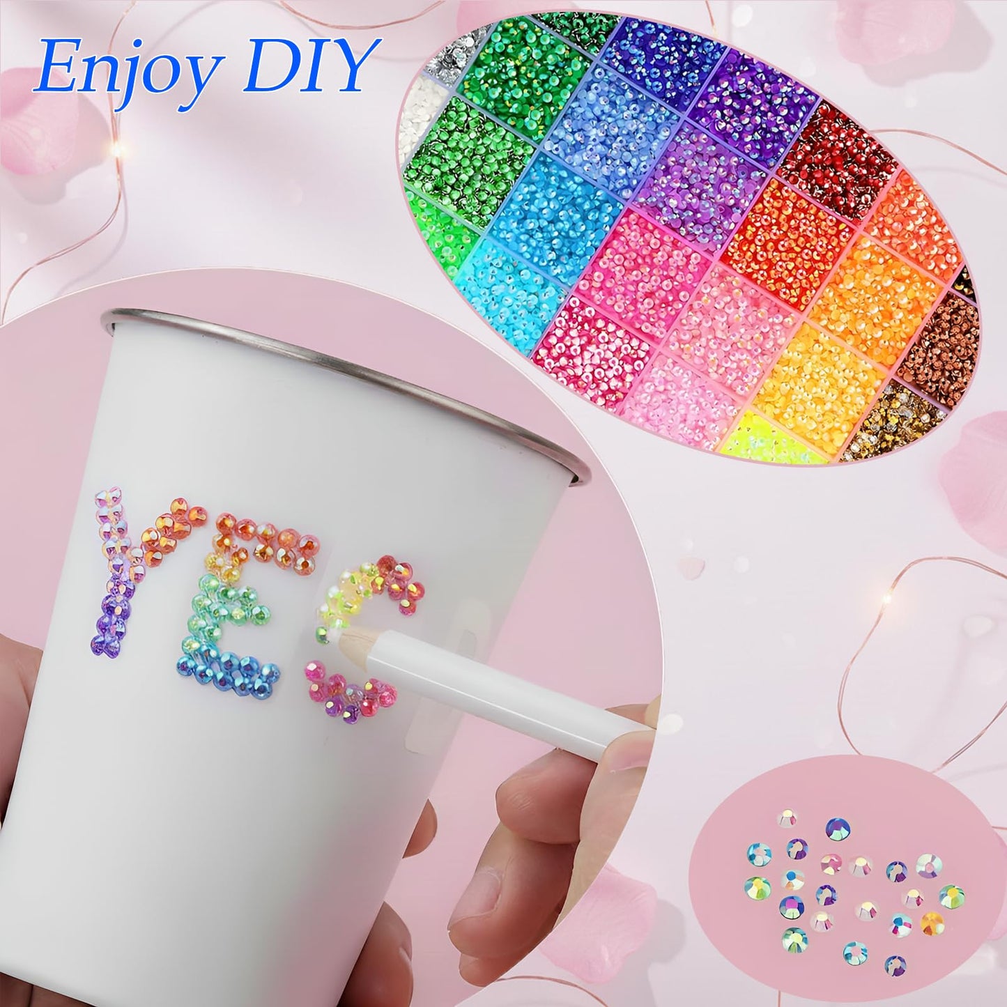 CyanHall Bedazzling Kit with 40 Colors, 32000 Pcs 3mm Flatback Rhinestones Resin Jelly Gems for Bedazzling, Rhinestone Kit with B7000 Glue for Nail Rhinestones, Shoes, Crafts, Diamond Art & DIY Bedazzler Projects - Available at All In One Marketplace Canada