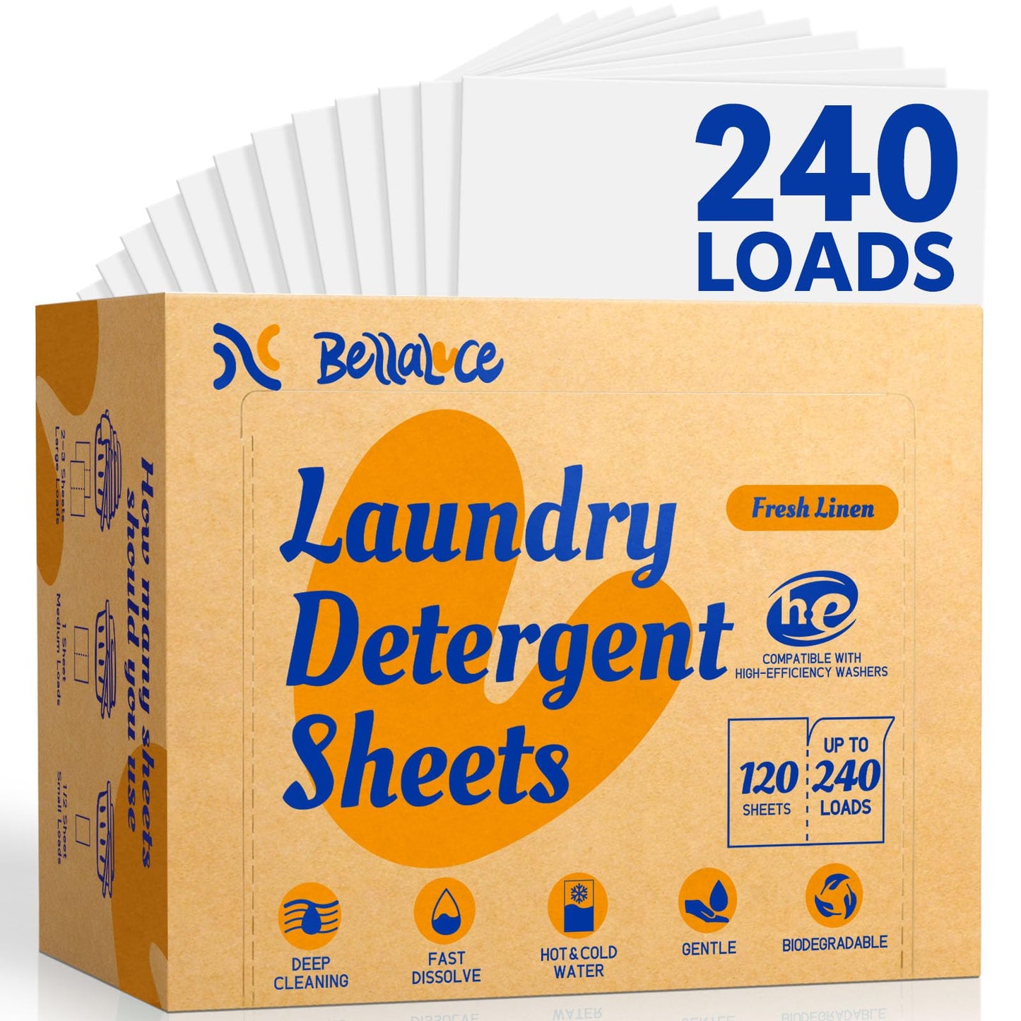 Laundry Detergent Sheets (240 Loads) - Space-Saving, Hypoallergenic,Travel-Friendly,Deep Cleaning, Fresh Linen Scent, Plastic-Free, Eco-Conscious, Paraben-Free, No Mess, Fast Dissolve - Available at All In One Marketplace Canada