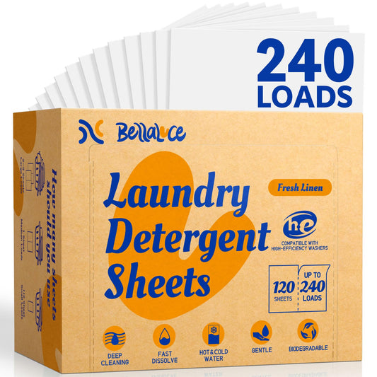 Laundry Detergent Sheets (240 Loads) - Space-Saving, Hypoallergenic,Travel-Friendly,Deep Cleaning, Fresh Linen Scent, Plastic-Free, Eco-Conscious, Paraben-Free, No Mess, Fast Dissolve - Available at All In One Marketplace Canada