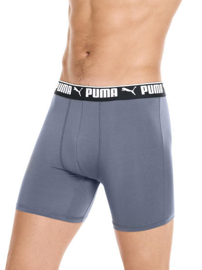 Puma Men's 4 Pack Active Stretch Boxer Briefs, Black/Grey, Large
