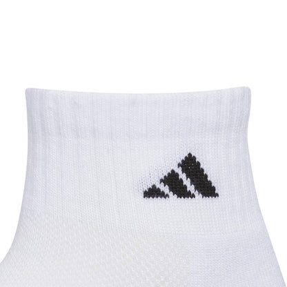 adidas Unisex-Kids Athletic Cushioned 6-Pack Quarter Socks, White/Grey/Black, Medium