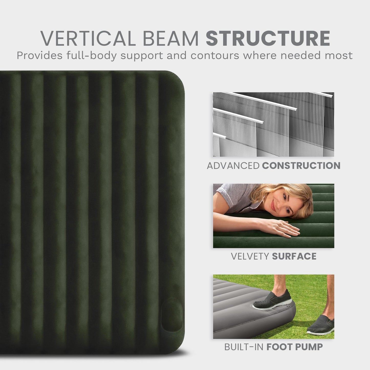 INTEX 64761E Dura-Beam Standard Downy Air Mattress: Fiber-Tech – Twin Size – Built-in Foot Pump – 10in Bed Height – 300lb Weight Capacity 🍁 All In One Marketplace Canada