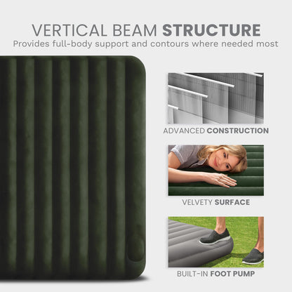 INTEX 64761E Dura-Beam Standard Downy Air Mattress: Fiber-Tech – Twin Size – Built-in Foot Pump – 10in Bed Height – 300lb Weight Capacity 🍁 All In One Marketplace Canada