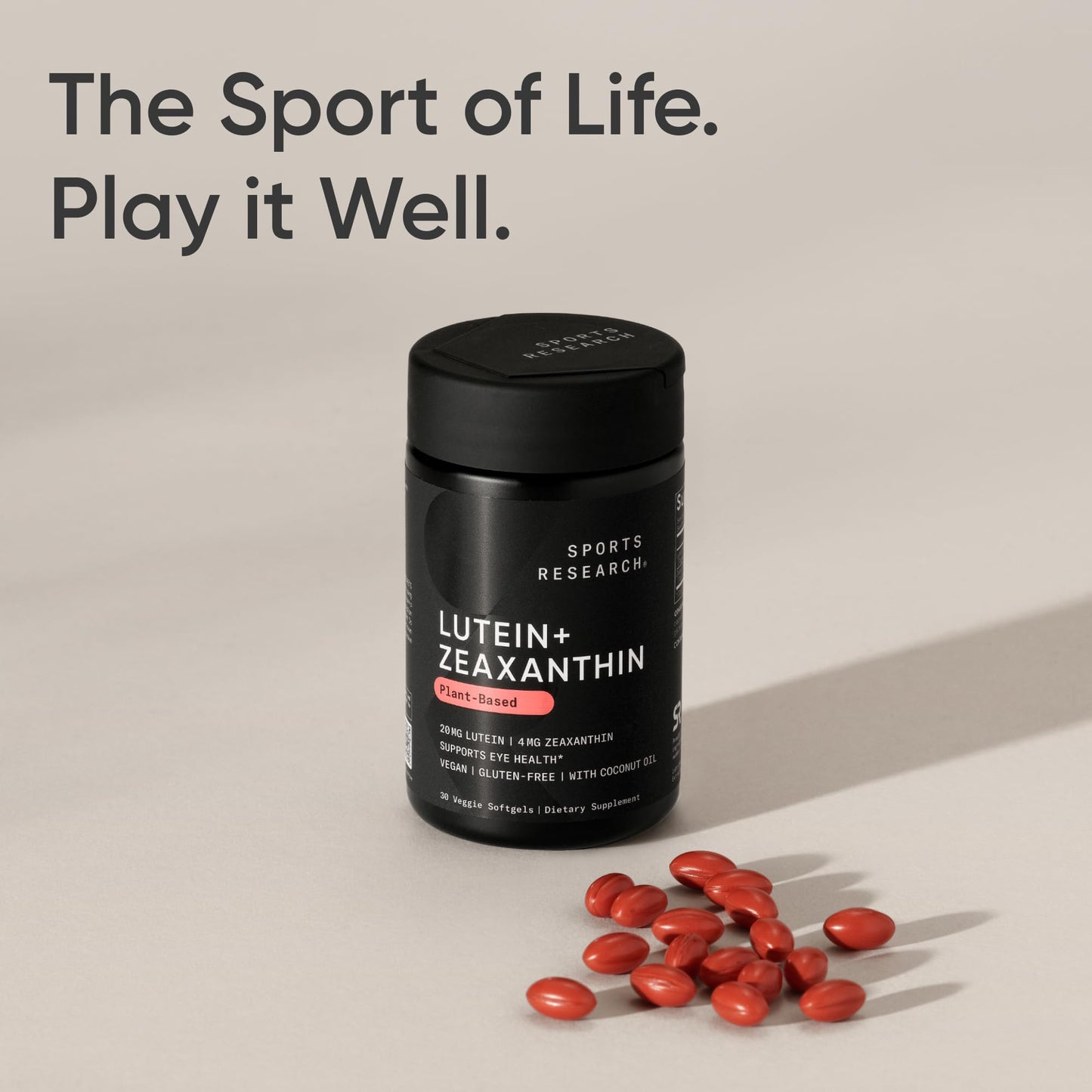 Sports Research® Vegan Lutein + Zeaxanthin (20mg) with Organic Coconut Oil for Better Absorption - Supports Vision & Eye Health - Vegan Certified & Non-GMO Verified (120 Softgels) - Available at All In One Marketplace Canada