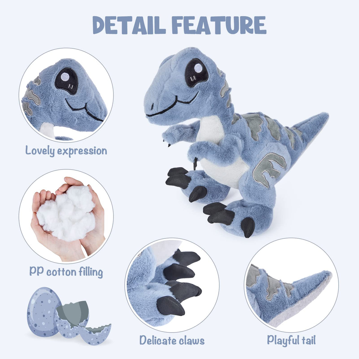 TCBunny Baby Dinosaur 12" Bedtime Stuffed Animal Plush Toy, Kid's Gifts for Boys, Girls, Birthday, Valentine, Christmas (Veliciraptor) 🍁 All In One Marketplace Canada