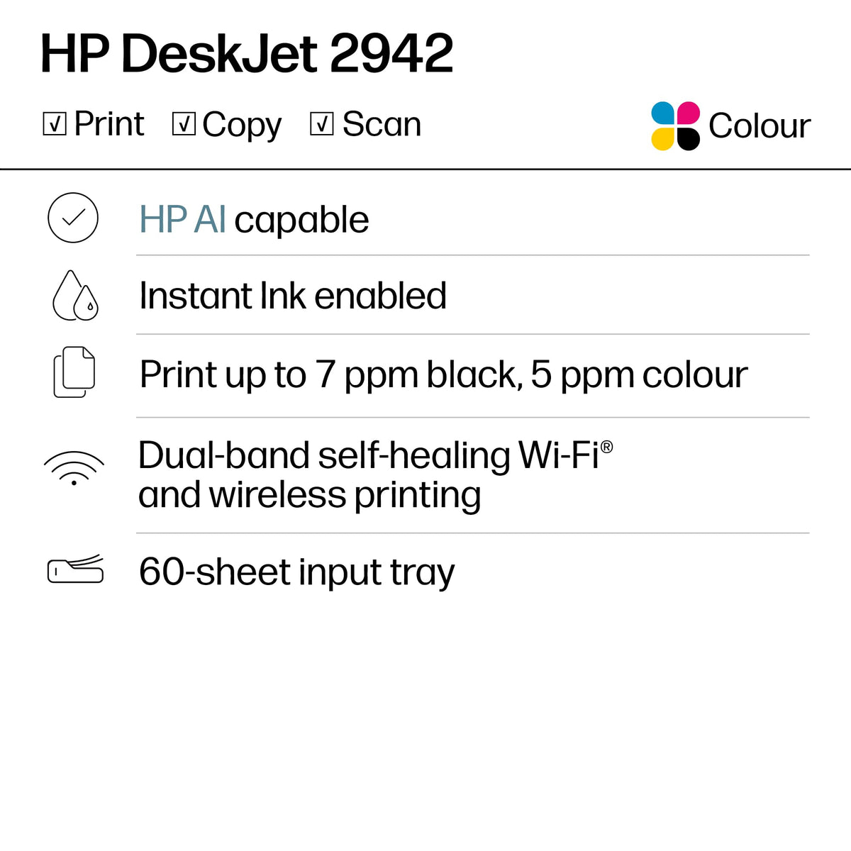 HP DeskJet 2942 All-in-One Printer - Violet Tulip