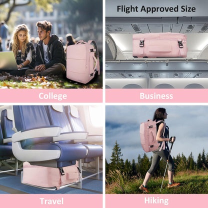 Taygeer Travel Backpack for Women, Carry On Backpack with Shoe Pouch, TSA 15.6inch Laptop Backpack Flight Approved, College Nurse Bag Casual Daypack for Weekender Business Hiking, Pink - Available at All In One Marketplace Canada