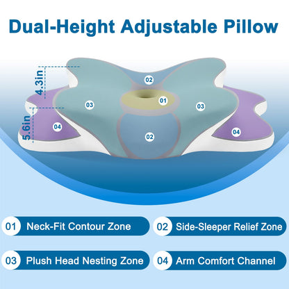 Sleep Apnea Pillow with Neck Pain & Snoring Relief -Orthopedic Cervical Pillow, Ergonomic Contour Memory Foam Pillow for Side,Back,Stomach Sleepers,Dreamers (Gray, Queen Size) - Available at All In One Marketplace Canada