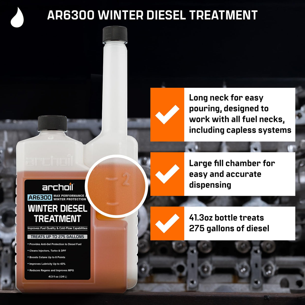 Archoil AR6300 Winter Diesel Treatment (41 oz) Treats 275 Gallons, Diesel Anti-Gel Additive, Lubricity Improver, Cetane Booster, Injector Cleaner, DPF & Turbo Deposit Control 🍁 All In One Marketplace Canada