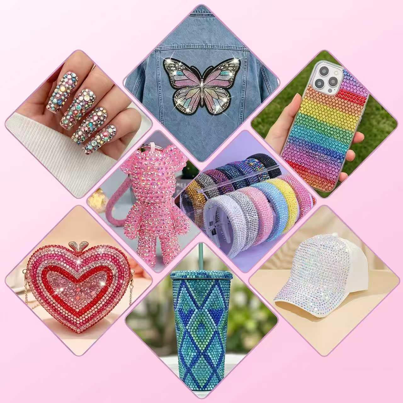 44000 Pcs Resin Jelly Rhinestones Bedazzling Kit - 48 Colors 3mm Flatback Gems for Diamond Art - Bedazzle Kit with 3 Pcs Glue for Nail Art Crafting Makeup - Available at All In One Marketplace Canada