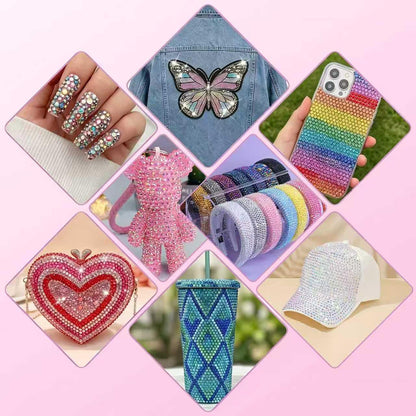 44000 Pcs Resin Jelly Rhinestones Bedazzling Kit - 48 Colors 3mm Flatback Gems for Diamond Art - Bedazzle Kit with 3 Pcs Glue for Nail Art Crafting Makeup - Available at All In One Marketplace Canada