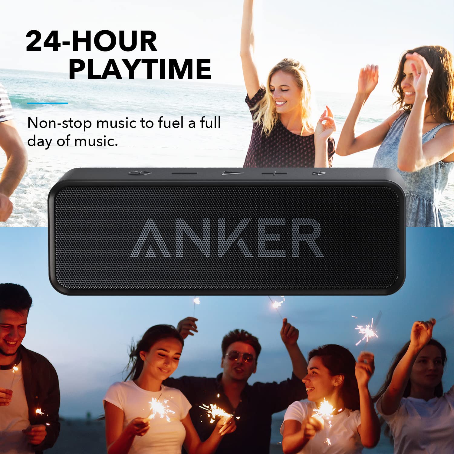 Upgraded, Anker Soundcore Bluetooth Speaker with IPX5 Waterproof, Stereo Sound, 24H Playtime, Portable Wireless Speaker for iPhone, Samsung and More - Available at All In One Marketplace Canada