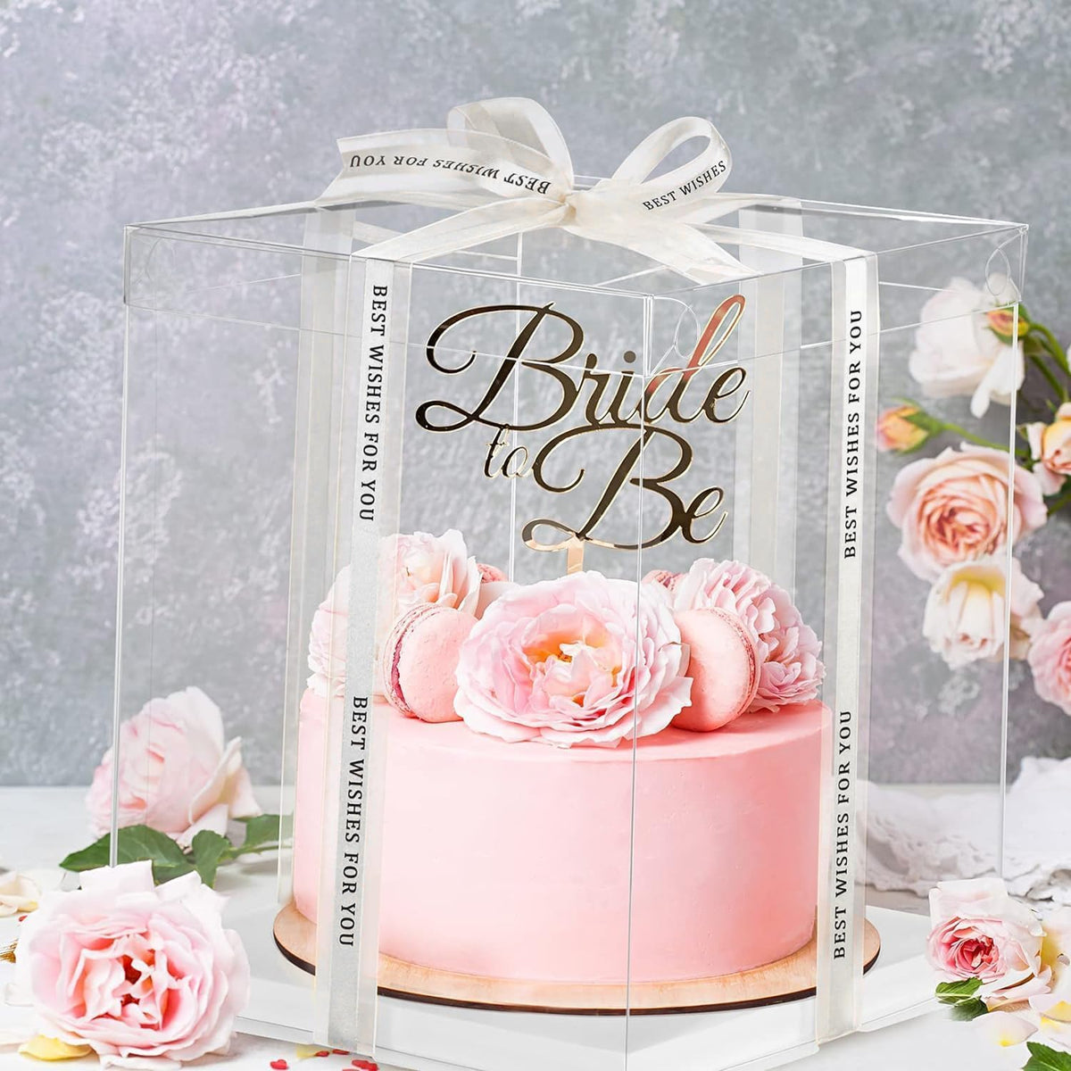 2 Pack 12x12x14 Inch Clear Tall Cake Box with Lid & Ribbon - Transparent Wedding Birthday Party Cake Container for Large Tiered Layer Cakes - Durable Gift Packaging Box 🍁 All In One Marketplace Canada