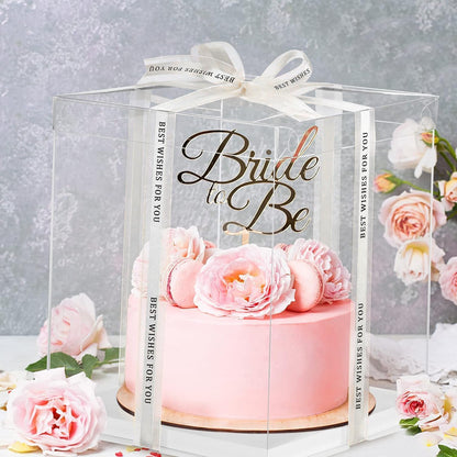 2 Pack 12x12x14 Inch Clear Tall Cake Box with Lid & Ribbon - Transparent Wedding Birthday Party Cake Container for Large Tiered Layer Cakes - Durable Gift Packaging Box 🍁 All In One Marketplace Canada