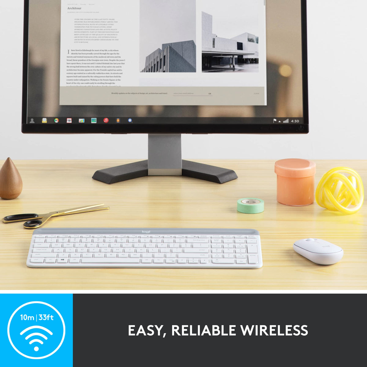 Logitech MK470 Slim Wireless Combo Compact Keyboard and Mouse - Off White