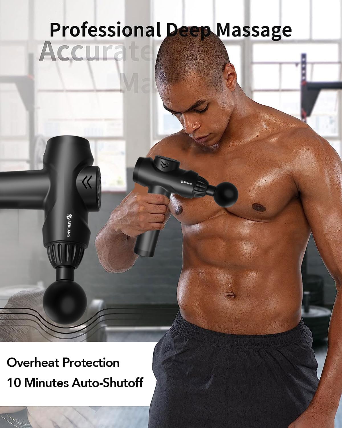 AERLANG Massage Gun,Mothers day gifts ideas Percussion Massage Gun, Muscle Handheld Deep Tissue Massager (Black)-– Six Different Adjustable Heads for Different Muscle Groups - 20 Speed Option - Available at All In One Marketplace Canada