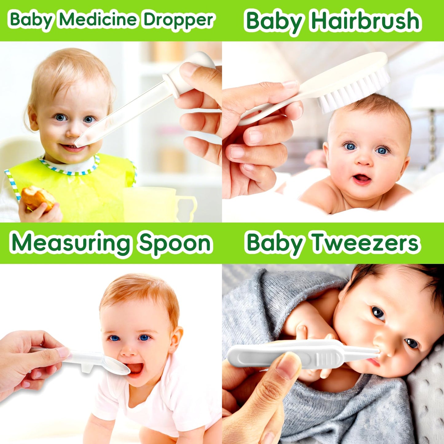 Baby Grooming Kit - 19 in 1 Nursery Essentials Baby Registry Shower Gift for Newborns, Infants, Toddlers, Boys, Girls Kids-Safety Baby Comb, Brush, Finger Toothbrush, Nail Clippers, Scissors(Grey White)