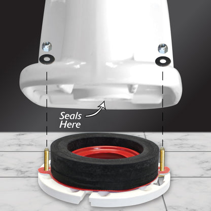 Korky 6000BP Toilet Wax Free 3" Rubber Seal Kit with Hardware, Red Korky