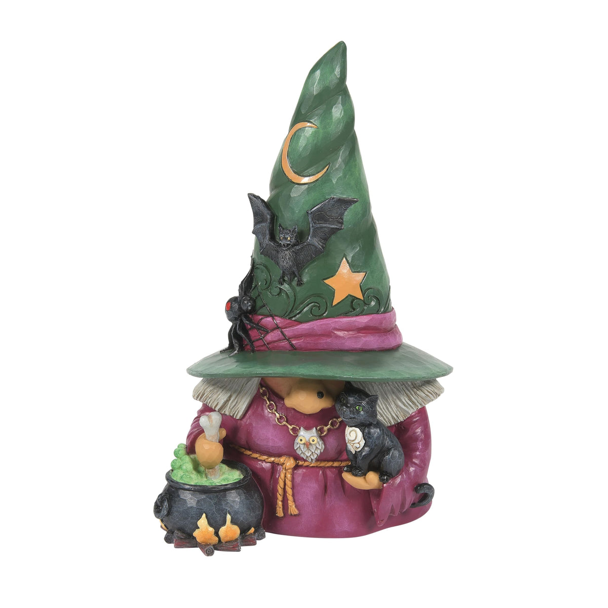 Figurine de gnome sorcière avec chaudron Enesco Jim Shore Heartwood Creek, 19,5 cm, multicolore