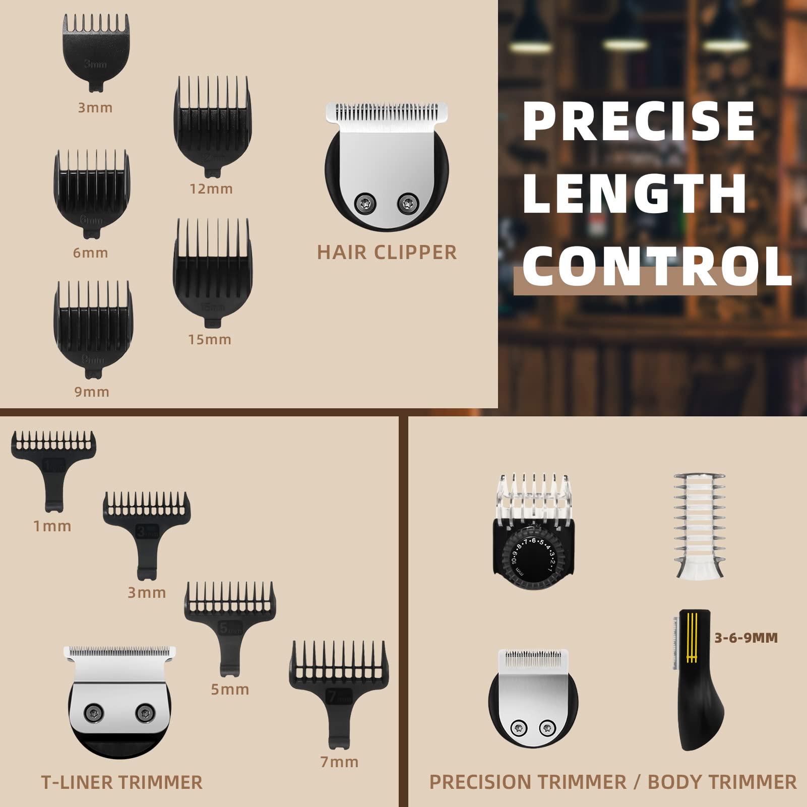Ufree Beard Trimmer for Men, Electric Razor Shaver, Cordless Hair Clipper Shaving Kit for Mustache Body Nose Ear Hair Facial, Adjustable Beard Grooming Kit Birthday Gifts for Men - Available at All In One Marketplace Canada
