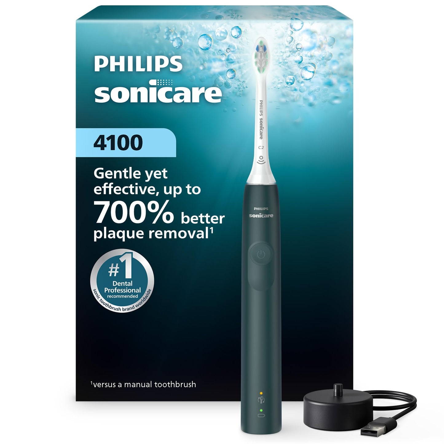 Philips Sonicare 4100 Rechargeable Electric Toothbrush, Forest Green, HX3681/28