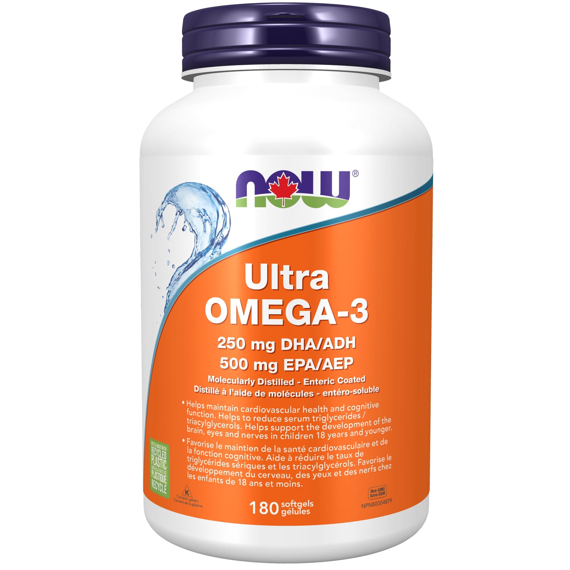 NOW Supplements, Ultra Omega-3 Molecularly Distilled and Enteric Coated, 180 Softgels NOW