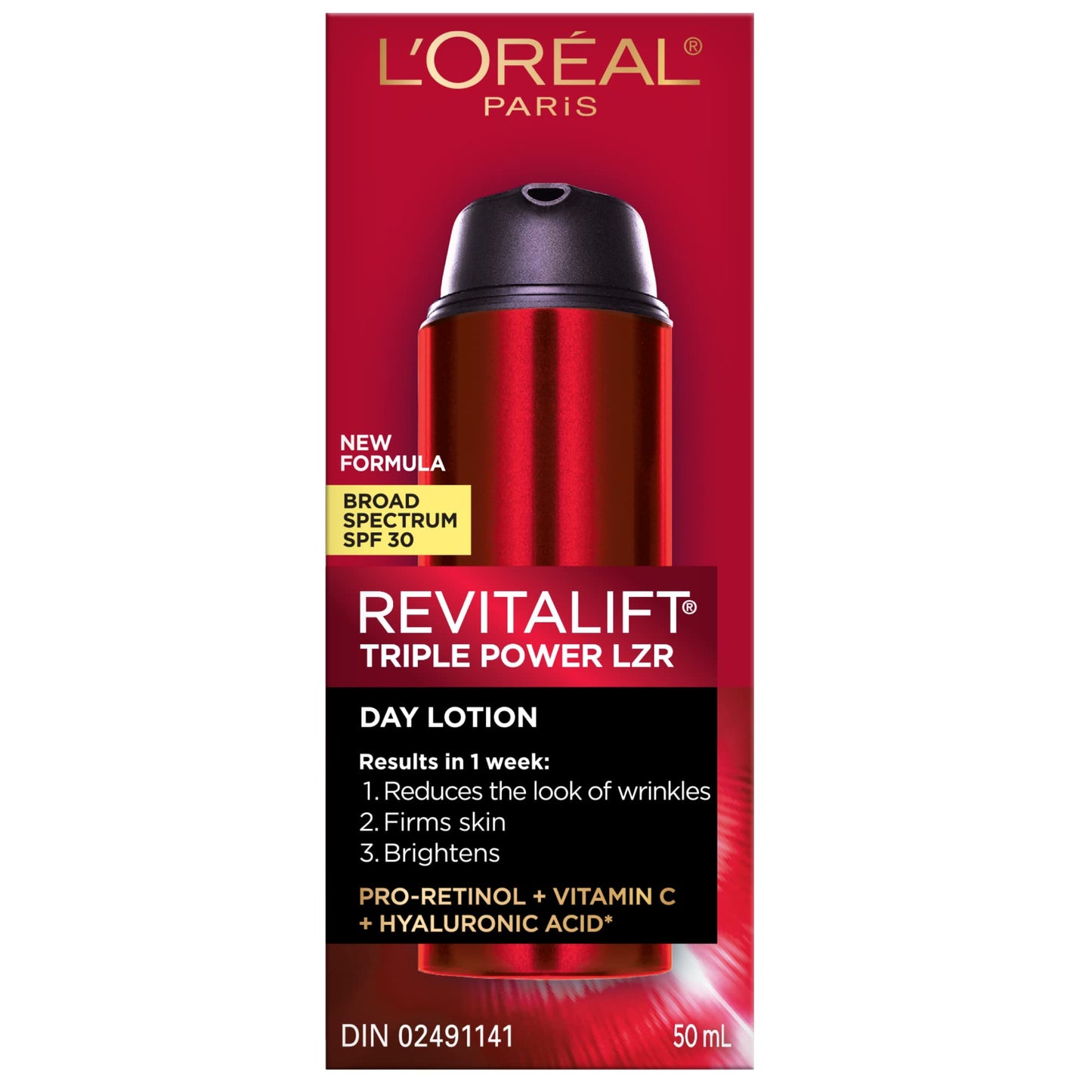 L'Oreal Paris Anti-Aging Day Lotion Spf 30 With Pro-retinol, Vitamin C + Hyaluronic Acid | Revitalift Triple Power Lzr, 50 Milliliters 🍁 All In One Marketplace Canada