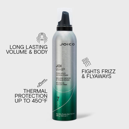 Joico JoiWhip Firm Hold Design Foam, Anti frizz Hair Products, Volumizing Hair Mousse for Curls, Paraben Free, 10.2 oz