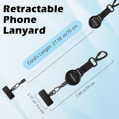 MoKo Anti-theft Phone Tether, Phone Lanyard Retractable Steel Line Cellphone Strap with Locking Carabiner and Metal 360° Tether Tab for Outdoor Skiing Hiking Climbing Fishing, Black - Available at All In One Marketplace Canada