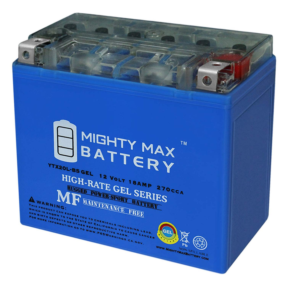 Mighty Max Battery YTX20L-BS Gel 12V 18AH Power Sport Battery Brand Product