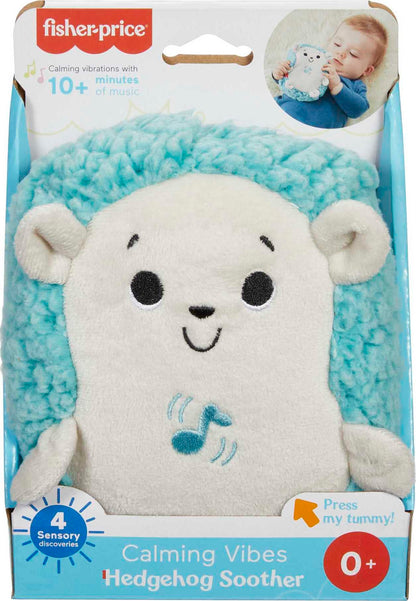 Fisher-Price Baby Musical Toy Calming Vibes Hedgehog Soother Plush Sound Machine with Vibrations for Newborns, Blue Fisher-Price