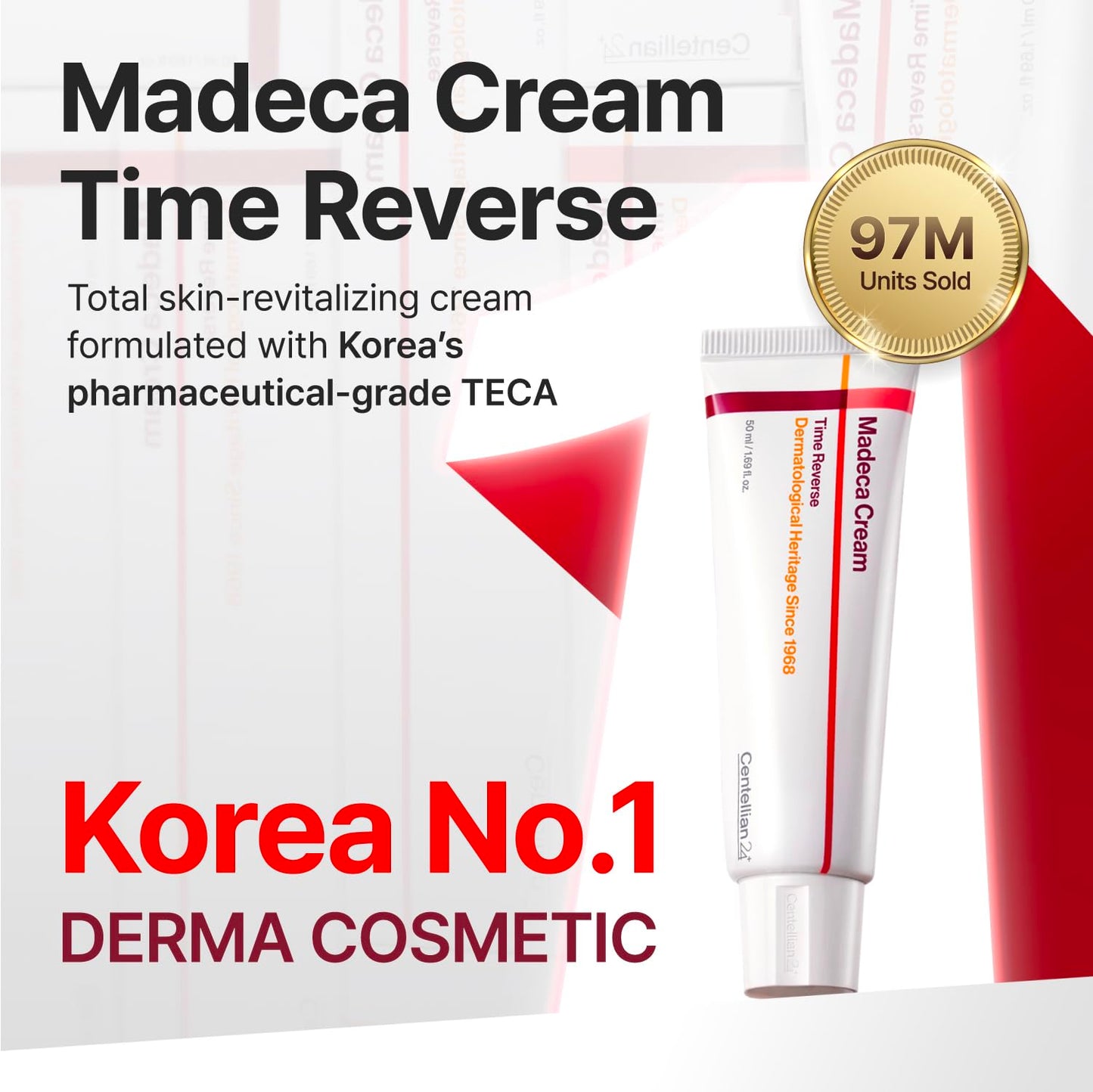 CENTELLIAN 24 Madeca Cream Time Reverse (1.69fl oz) - Advanced Fast-Absorbing & Nourishing, Hydrates, Firms & Reduces Wrinkles, Low Irritation, Korean Skin Care Centella Asiatica, Collagen - Available at All In One Marketplace Canada