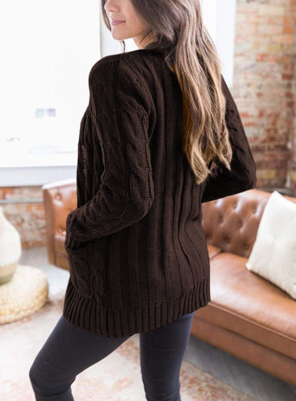 PRETTYGARDEN Women's Cable Knit Cardigan Sweaters Fall(Coffee,L) 🍁 All In One Marketplace Canada