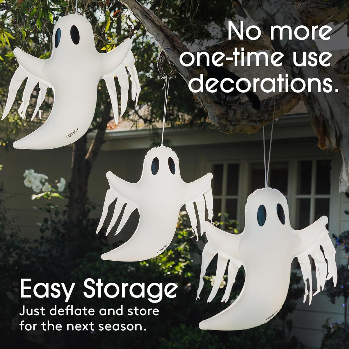 Décorations d'Halloween fantômes suspendus FUNBOY, décor extérieur, lot de 3