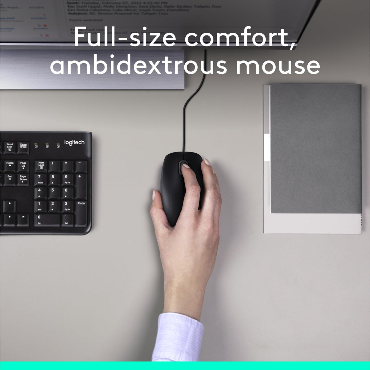 Logitech MK120 Full Size Wired Keyboard and Mouse Combo - Black