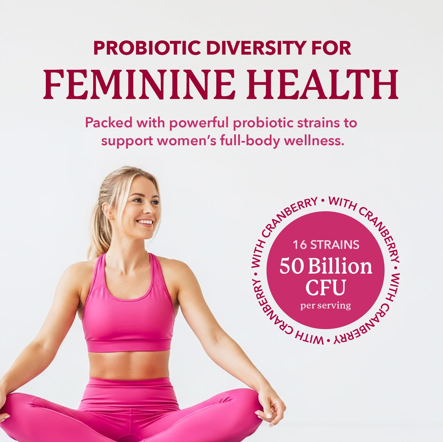 Womens Probiotic with Cranberry | 50 Billion CFU for Gut Health, Bloating Relief & Digestive Support | With Cranberry for Vaginal Health | Gut Health Supplements for Women | Made in Canada | 60 Ct.