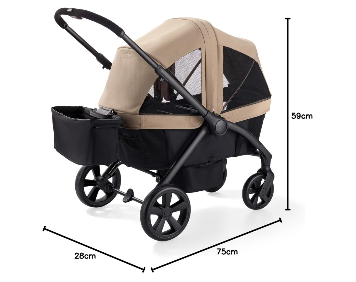 Graco Ready2Roll Stroller Wagon - All-Terrain Stroller Wagon for 2 Kids, Compact Folding Wagon, Accepts Infant Car Seats