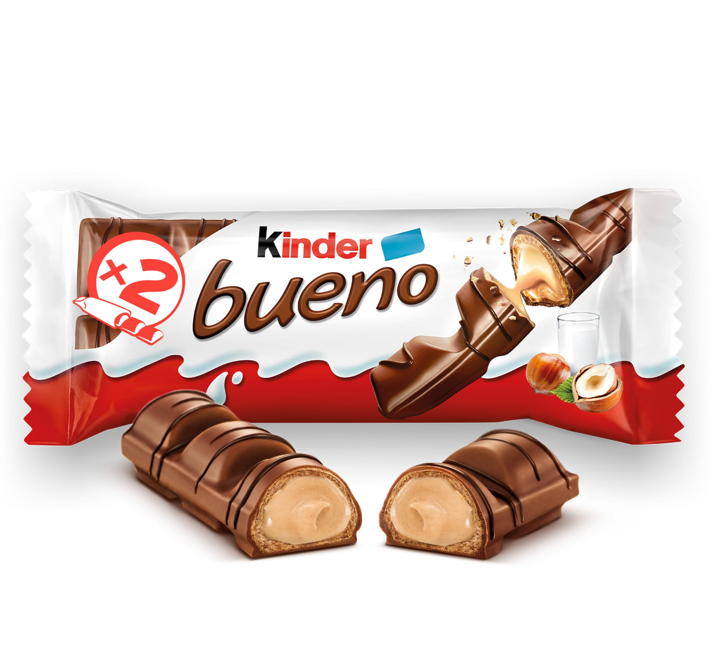 Kinder Bueno Milk Chocolate Hazelnut Wafer Bars - 2 Pack (43g)