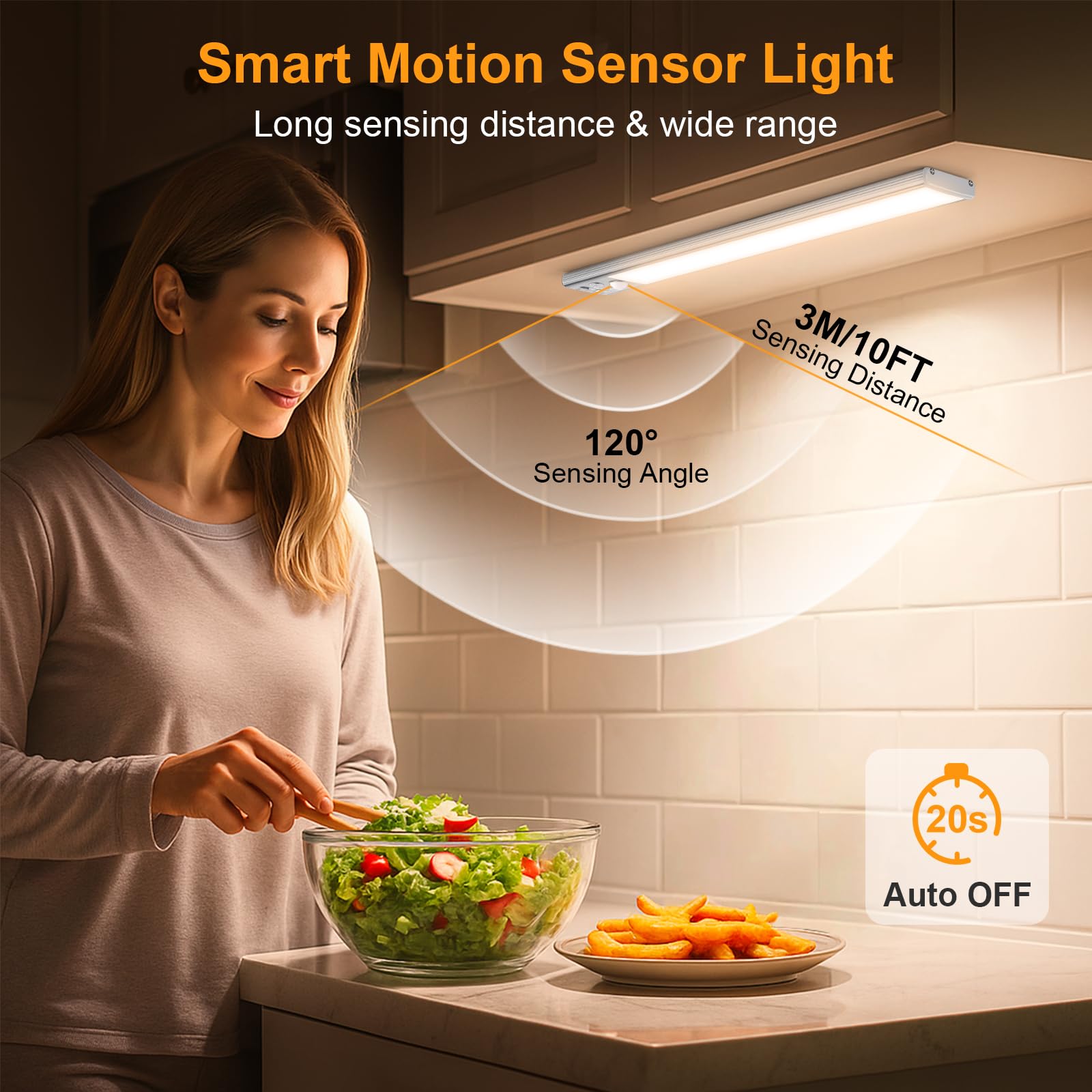 Gritin 10.2inch Under Cabinet Lighting Rechargeable 2 Pack