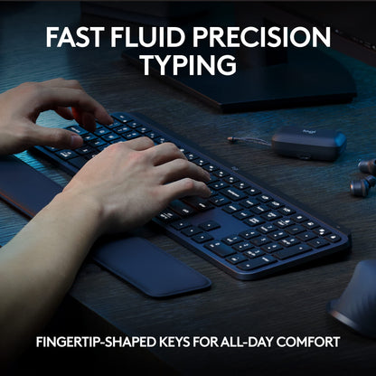 Logitech MX Keys S Wireless Keyboard, Low Profile, Fluid Precise Quiet Typing, Programmable Keys, Backlighting, Bluetooth, USB C Rechargeable, for Windows PC, Linux, Chrome, Mac - Graphite