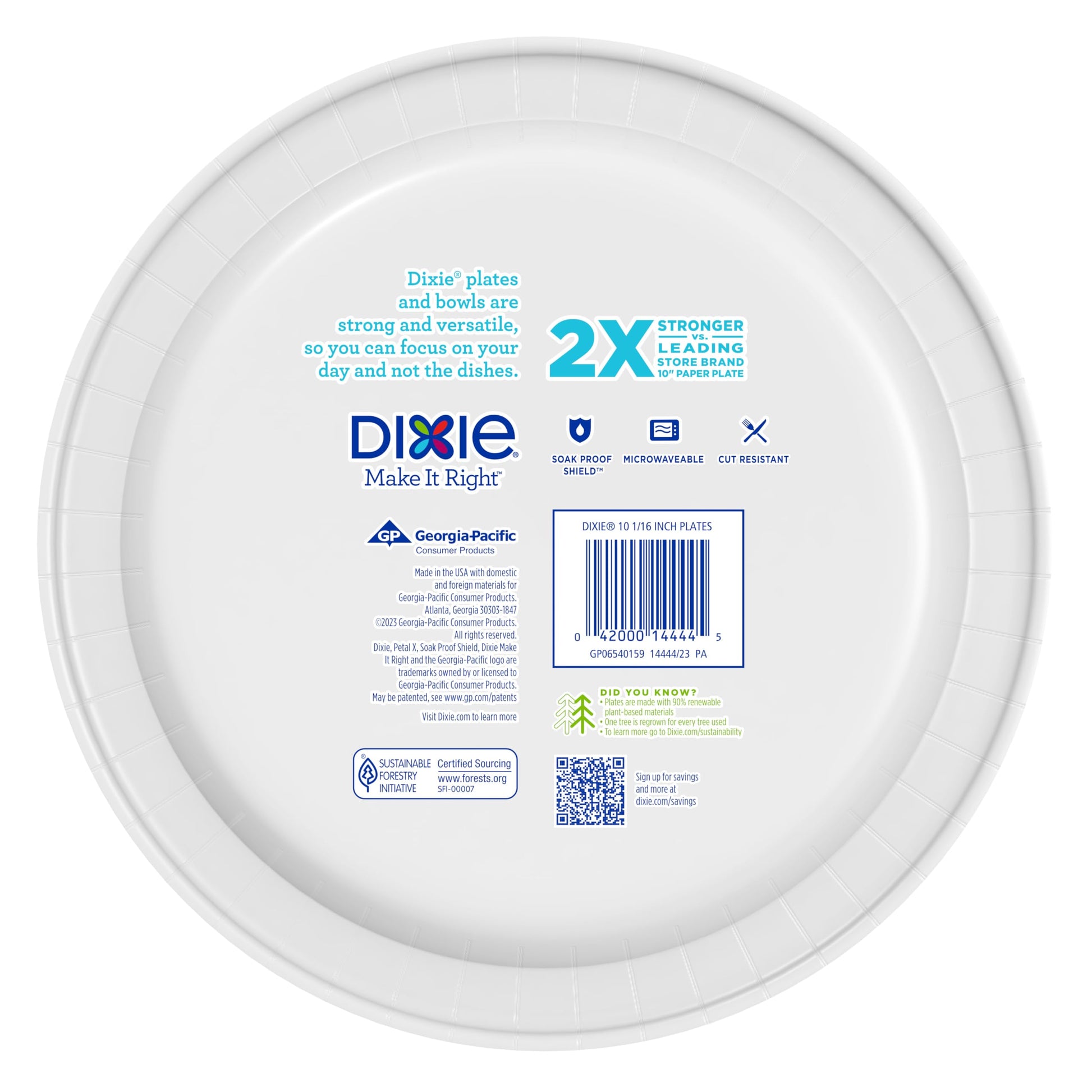 Dixie Large Paper Plates, 10 Inch, 150 Count, 2X Stronger, Microwave-Safe, Soak-Proof, Cut Resistant, Disposable Plates for Everyday Breakfast, Lunch, & Dinner Meals Dixie