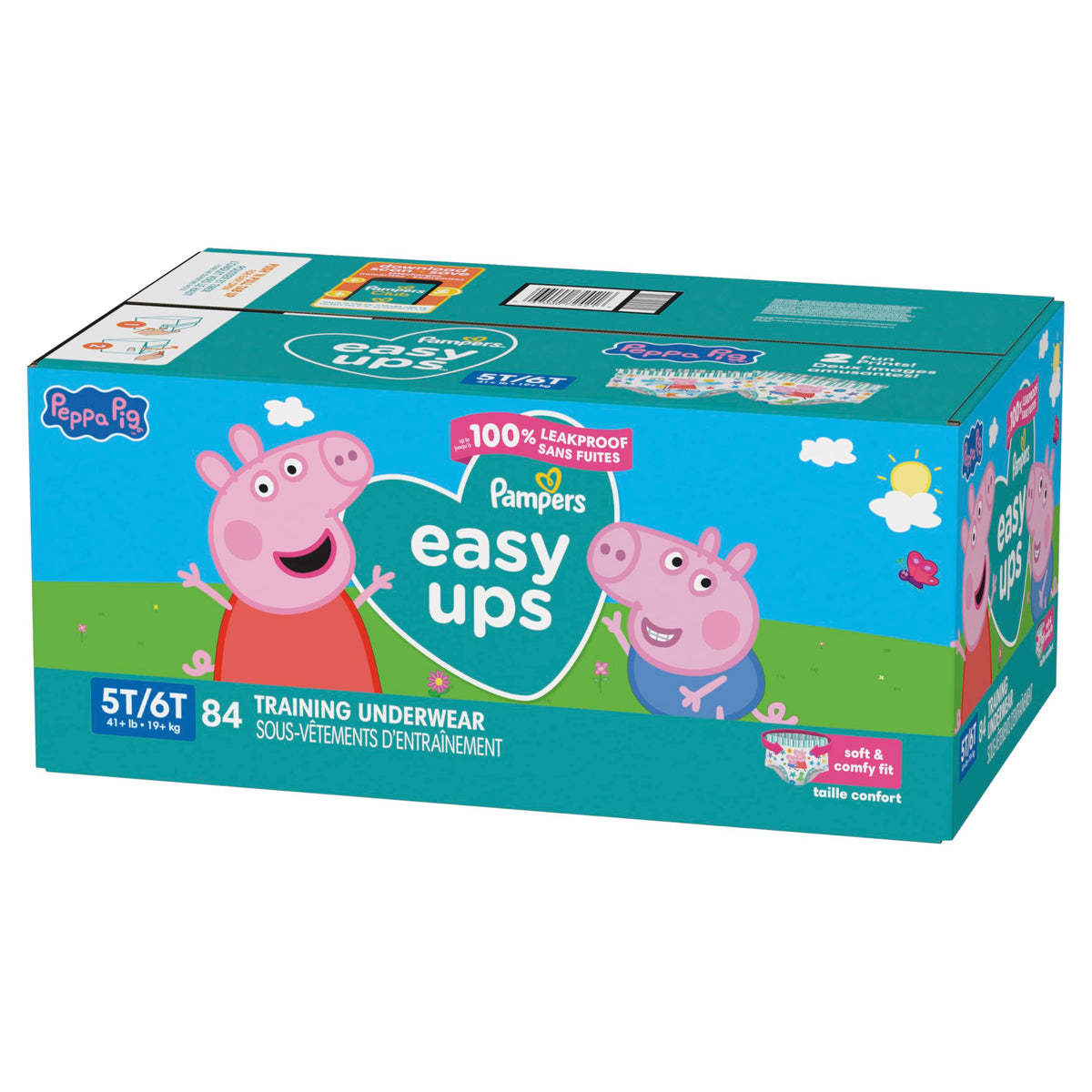 Pampers Easy Ups Girls & Boys Potty Training Pants, Size 7 (5T6T), Peppa Absorbent Training Underwear, Up to 100% Leakproof Day and Night, Hypoallergenic, 1 Pack (Count of 84)