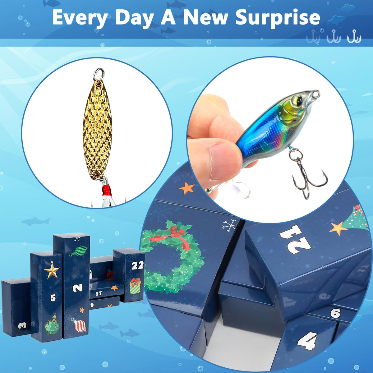 Fishing Advent Calendar 2026, 24-Day Christmas Tackle Box with Bass/Trout Lures | Fishing Gift for Men, Teens, Dad, Boyfriend | Countdown Bait Set (Surprise Box) 🍁 All In One Marketplace Canada