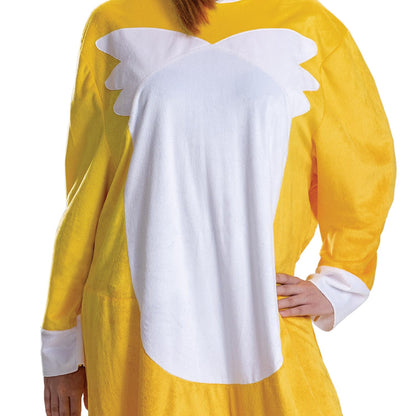 Déguisement adulte Tails Sonic, costume d'Halloween officiel Sonic le Film 3 avec coiffe, taille adulte XS/S
