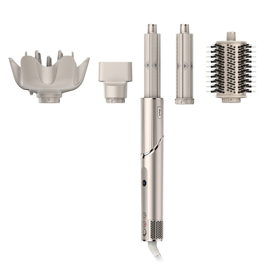 Shark FlexStyle Air Styling & Drying System, Powerful Hair Blow Dryer Multi-Styler Auto-Wrap Curlers, Curl-Defining Diffuser, Oval Brush & Concentrator Attachment, HD435C (Canadian Version), Stone Shark