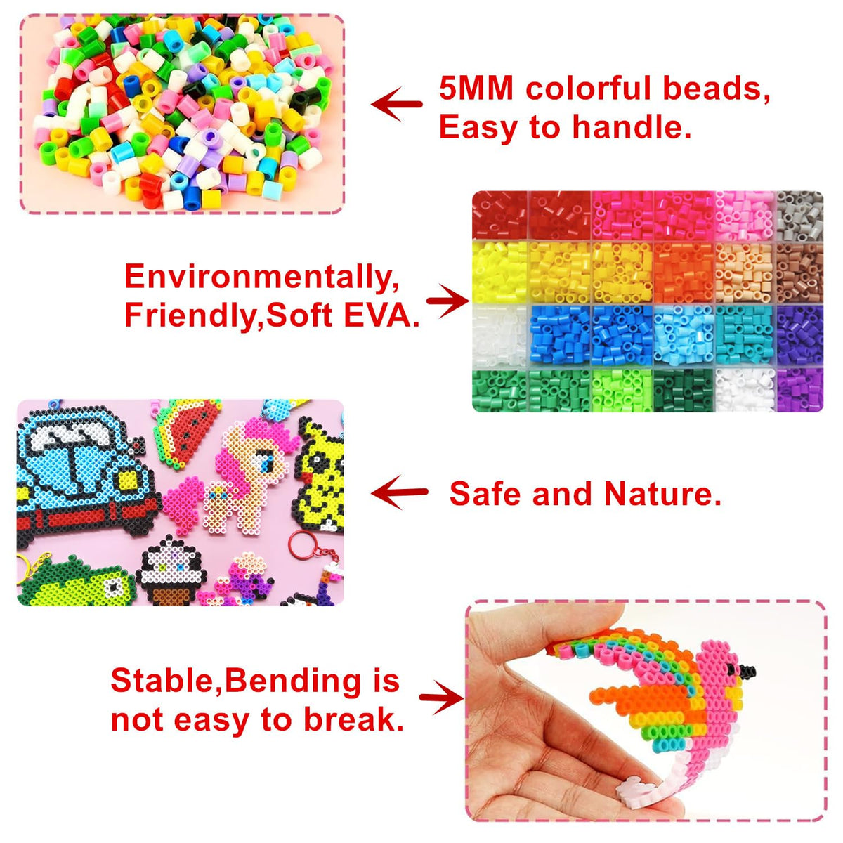 Vytung Fuse Beads Kit 13000pcs 36 Colors 5MM Melty with 6 Pegboards 220 Patterns 4 Tweezers 4 Ironing Paper, Melting Beads Kit for Christmas Birthday 🍁 All In One Marketplace Canada