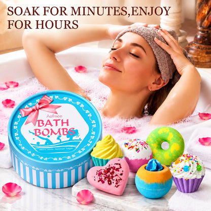 Aofmee Bath Bombs Gift Set, Handmade Bubble and Floating Fizzies Spa Kit, Shea and Cocoa Dry Skin Moisturize, Birthday Valentines Mothers Day Anniversary Christmas Gifts for Women, Mom, Her, Kids 🍁 All In One Marketplace Canada